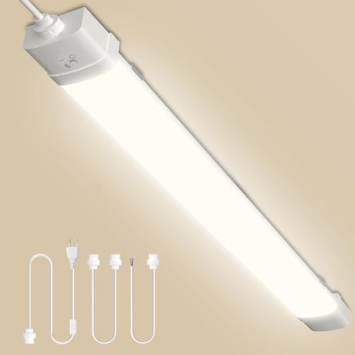 Litglobe LED Feuchtraumleuchte 90CM mit Bewegungsmelder,Verknüpfbar Sensor Feuchtraumlampe mit Stecker,3000K Warmweiß LED Röhre,30W 3000LM Kellerleuchte für Küche Büro Flur Balkon Treppe von Litglobe