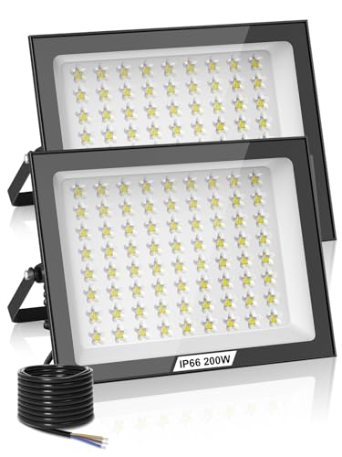 Litglobe LED Strahler Außen 200W 2 Stück,20000LM Superhell LED Scheinwerfer,6500K Kaltweiß Fluter Flutlicht,IP66 Wasserdicht Außenstrahler,Aussenstrahler für Garten,Garage,Sportplatz von Litglobe
