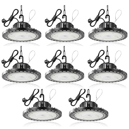 LED UFO Industrielampe mit Stecker,100W 10000LM Superhell Hallenstrahler LED,6500K Kaltweiß LED Hallenbeleuchtung,IP65 Wasserdicht LED Werkstattlampe Deckenleuchte für Garage Fabrik von Litglobe