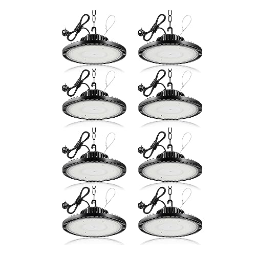 Litglobe LED UFO Industrielampe mit Stecker,200W 20000LM Superhell Hallenstrahler LED,6500K Kaltweiß LED Hallenbeleuchtung,IP65 Wasserdicht LED Werkstattlampe Deckenleuchte für Garage Fabrik von Litglobe