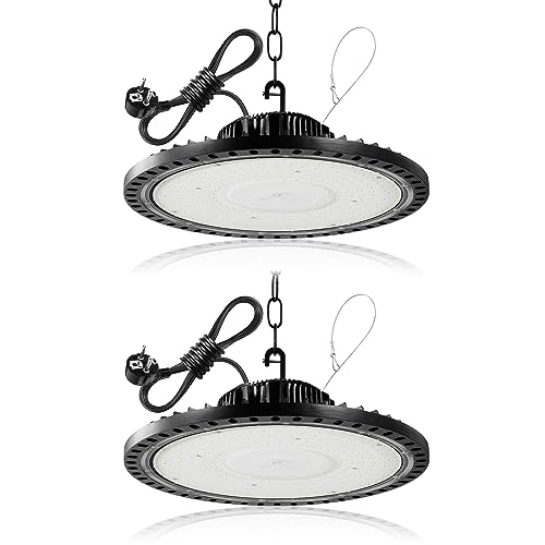 LED UFO Industrielampe mit Stecker,300W 30000LM Superhell Hallenstrahler LED,6500K Kaltweiß LED Hallenbeleuchtung,IP65 Wasserdicht LED Werkstattlampe Deckenleuchte für Garage Fabrik von Litglobe