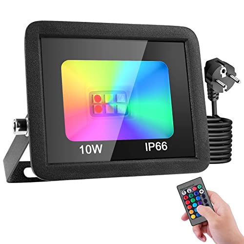 RGB LED Strahler mit Stecker 10W,16 Farben 4 Modi Farbwechsel Fluter Flutlichtstrahler,LED Scheinwerfer mit Fernbedienung & Memory-Funktion,IP66 Wasserdicht Außenstrahler für Garten Party RGB LED Strahler mit Stecker 10W,16 Farben 4 Modi Farbwechsel Fluter Flutlichtstrahler,LED Scheinwerfer mit Fernbedienung & Memory-Funktion,IP66 Wasserdicht Außenstrahler für Garten Party von Litglobe