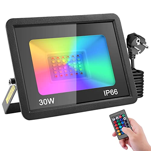RGB LED Strahler mit Stecker 30W,16 Farben 4 Modi Farbwechsel Fluter Flutlichtstrahler,LED Scheinwerfer mit Fernbedienung & Memory-Funktion,IP66 Wasserdicht Außenstrahler für Garten Party RGB LED Strahler mit Stecker 30W,16 Farben 4 Modi Farbwechsel Fluter Flutlichtstrahler,LED Scheinwerfer mit Fernbedienung & Memory-Funktion,IP66 Wasserdicht Außenstrahler für Garten Party von Litglobe