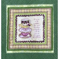 Tischläufer, Tischdecke, Quilt-Decke, Tee-Tassen-Motiv, Ceylon-Tee, "Tea Time" | 1 von LithaQuilts