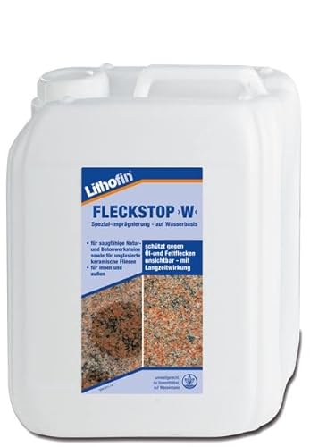 Lithofin Fleckstop W 5 Liter - mit Langzeitwirkung - Wassergelöste Spezialimprägnierung mit Nano-Effekt von Lithofin