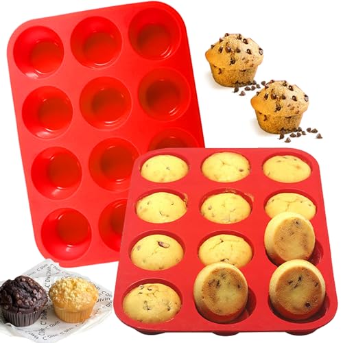 Lithyc 2 Pieces Muffinblech Aus Silikon - Silikonformen Muffin - Silikon Backform Muffins,Muffin-Backformen Zum Backen, Antihaftbeschichtet, Cupcakes, Brownies, Kuchen, Pudding, Muffinform von Lithyc