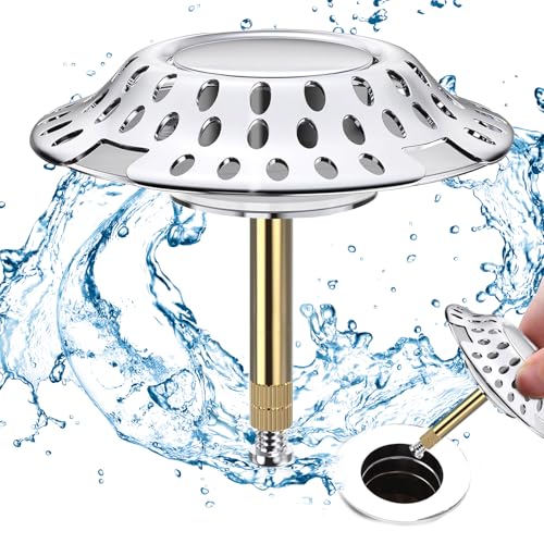 Lithyc Abfluss StöPsel - Abflusssieb Badewanne - Abflusssieb Waschbecken - Geeignet FüR Die Meisten Abflussrohre, Verstopfungssicher, HöHenverstellbar von Lithyc