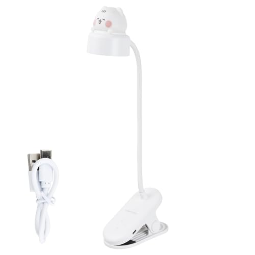 Litinliv LED Klemmlampe Bett, Leselampe Bett, 3 Helligkeiten Dimmbar Leselampe, 360° Flexibel, USB Wiederaufladbare Klemmleuchte Bettlampe, Augenschutz Led Klemmleuchte für Studieren Arbeiten (Katze) von Litinliv