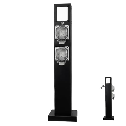 Wasserzapfsäule Garten mit Licht und Stromanschluss, Wassersäulen Ip66, Wasserdichte Frostschutzsteckdose, Gartensäule Edelstahl, Saeule mit Wasserhahn, Litobnx von Litobnx