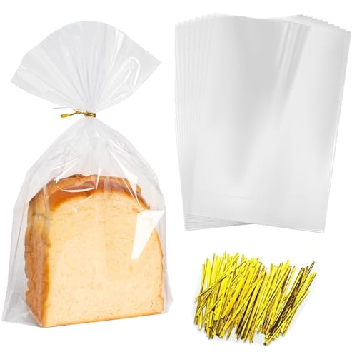 40er-Packung durchsichtige Brotbeutel für selbstgebackenes Brot, wiederverwendbare Brotlaib-Verpackungsbeutel aus Kunststoff mit 40 Bändern, Brotbeutel in Großpackungen für Besitzer von Litoott