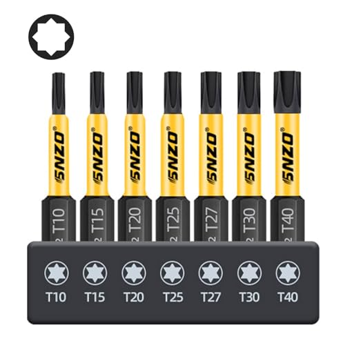 7er-Pack Torx-Bit-Set für Schlagschrauber, T10 – T40, 2 Zoll (50 mm) professionelle S2-Stern-Drehmomentbits aus legiertem Stahl, manipulationssicheres Stern-Bit-Set von Litoott