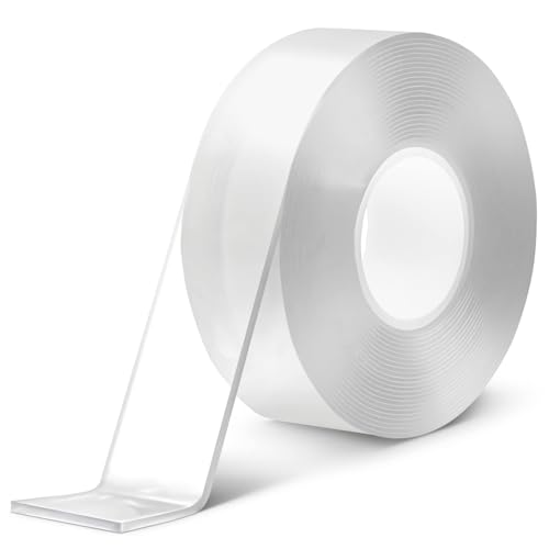 Litoott Doppelseitiges Klebeband, strapazierfähig (extra groß, 5 m), zweiseitiges entfernbare Klebebandstreifen zum Aufhängen von Bildern an der Wand, extra großes Nano-Klebeband für das Homeoffice von Litoott