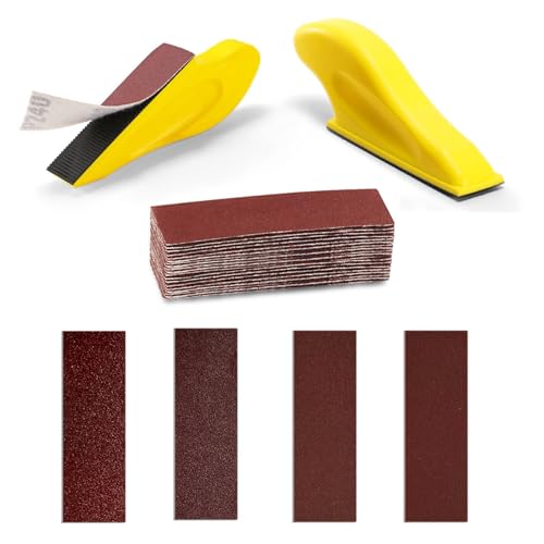 Premium Micro Detail Sander Paper Kit, Mini Hand Sanding Block für Finishing engen Räumen Polieren Projekte, 3,5 „x 1“ Wet Dry Sandpaper Grit Sandpapier 60 120 240 400 Grit von Litoott