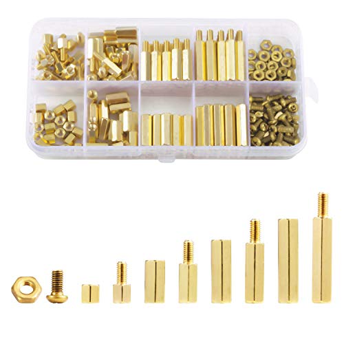 Litorange 240 Pieces M3 Male Female Hex Brass Spacer Standoff Screw Nut Threaded Pillar PCB Motherboard Assortment Kit von Litorange