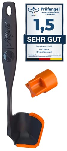 Littfield 2er Set Thermomix Zubehör TM6 & TM5 - Teiglöser (Teigblume) + Drehkellenspatel Schwarz/Orange - Praktische Küchenhelfer für Ihren Thermomix von Littfield