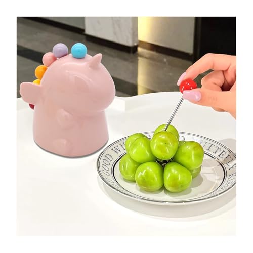 6 Gabeln für Kinder – Obstspieße, Bento-Box-Plektren, wiederverwendbare Mini-Zahnstocher-Sticks (Rosa) von Littfun