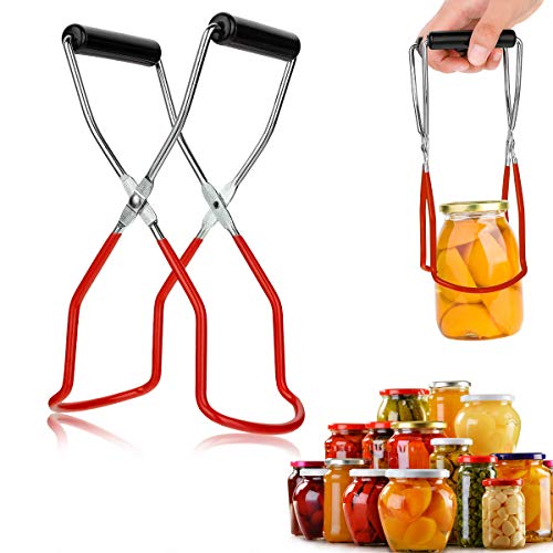 Glasheber, Einmachglas Lifter Zange, Glasheber Greifzange Einmachgläser Flaschen Heber zum Einmachen Glasflaschenheber Verbrühschutzclip für Küchenzubehör und Babyflasche (1 Pcs Rot) von Litthing