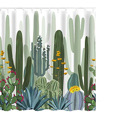 Litthing Duschvorhang 180x180 Anti-Schimmel und Wasserabweisend Shower Curtain mit 12 Duschvorhangringen 3D Digitaldruck Grüne Pflanze mit lebendigen Farben (10) von Litthing