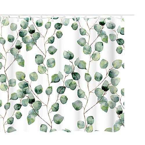 Litthing Duschvorhang 180x180 Anti-Schimmel und Wasserabweisend Shower Curtain mit 12 Duschvorhangringen 3D Digitaldruck Grüne Pflanze mit lebendigen Farben (15) von Litthing