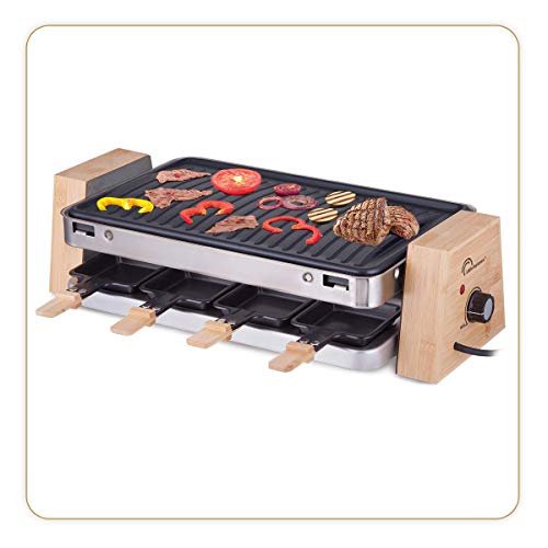 LITTLE BALANCE 8388 Grill Wood 8 Elektrischer Raclette, 1500, Holz/Edelstahl von LITTLE BALANCE