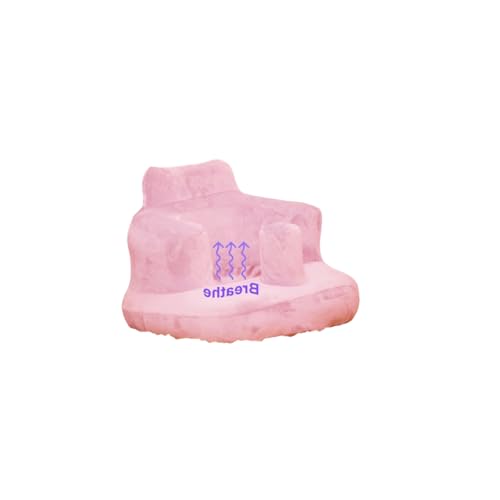 Aufblasbares Baby-Sofa mit Plüschbezug für Babys im Alter von 4–24 Monaten, integrierte Luftpumpe, Rückenstütze für Kleinkinder, Sofa zum Aufsetzen, Baby-Innensitz, Bodensitz, Geschenke (rosa Blume + von Little Bean