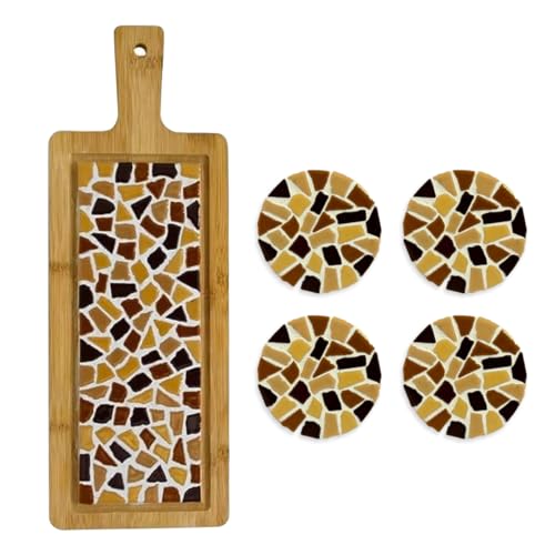 Little Creations - DIY Mosaik Bastelset Erwachsene Beige | 1x Servierplatte & 4x Untersetzter | Komplettes Set aus Mosaiksteinen und Holz | Selbst gestalten und basteln Little Creations - DIY Mosaik Bastelset Erwachsene Beige | 1x Servierplatte & 4x Untersetzter | Komplettes Set aus Mosaiksteinen und Holz | Selbst gestalten und basteln von Little Creations
