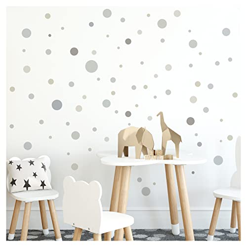 Little Deco 120 Punkte Set Wandsticker Pastell Wandtattoo Kreise Kinderzimmer Klebepunkte blau grau Dots Babyzimmer Wandaufkleber DL901-2 von Little Deco