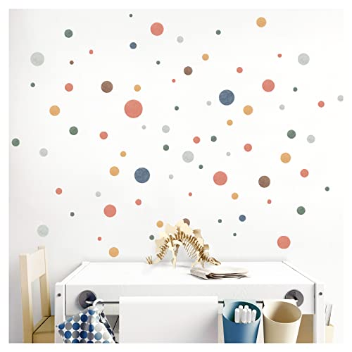 Little Deco 120 Punkte Wandsticker für Kinderzimmer Wandtattoo Kreise rot blau gelb Wandaufkleber Dots Pastell selbstklebend DL884-2 von Little Deco