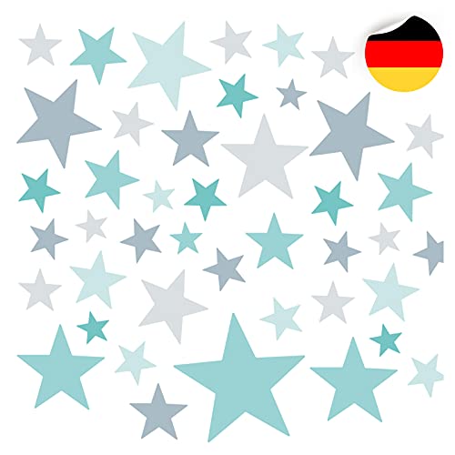 Little Deco 120 Sterne Wandtattoo Kinderzimmer Stars Wandsticker Set Aufkleber Wanddeko Spielzimmer Babyzimmer Kinder Schlafen Türkis Mint Grau DL608 von Little Deco