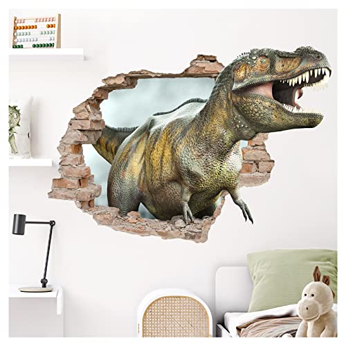 Little Deco 3D Wandsticker Dino Wandtattoo Kinderzimmer Dinosaurier T-Rex Wandaufkleber Loch in der Wand Schlafzimmer Wanddeko DL962-3 von Little Deco