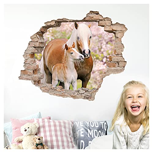 Little Deco 3D Wandtattoo Wandsticker Kinderzimmer Mädchen Pferd Horse Wandaufkleber Spielzimmer Wanddeko Schlafzimmer Wandbild Loch in der Wand Poster DL631 von Little Deco