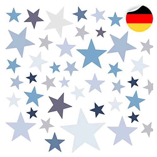 Little Deco 60 Sterne Wandtattoo Kinderzimmer Stars Wandsticker Set Aufkleber Wanddeko Spielzimmer Babyzimmer Kinder Schlafen Blau Grau DL608 von Little Deco