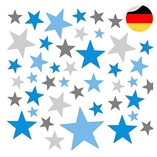 Little Deco 60 Sterne Wandtattoo Kinderzimmer Stars Wandsticker Set Aufkleber Wanddeko Spielzimmer Babyzimmer Kinder Schlafen Grau Blau DL608 von Little Deco