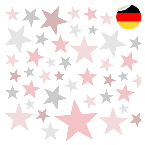 Little Deco 60 Sterne Wandtattoo Kinderzimmer Stars Wandsticker Set Aufkleber Wanddeko Spielzimmer Babyzimmer Kinder Schlafen Rosa Grau DL608 von Little Deco