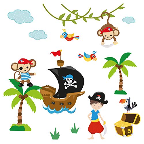 Little Deco Wandtattoo Affen Piraten Kinderzimmer Wandsticker Tiere Deko DL205-2 von Little Deco