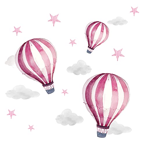 Little Deco Wandaufkleber Mädchen pink Ballon I Wandbild 68 x 34 cm (BxH) I Wolken Sterne Deko Kinderzimmer Mädchen Wandtattoo Kind Babyzimmer Bild DL536 von Little Deco