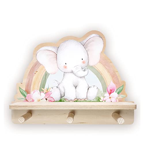 Little Deco Elefant Mini Wandregal für Kinderzimmer aus Holz, Wanddeko für Babyzimmer Schlafzimmer mit Wandsticker Musikbox DL778-1 von Little Deco