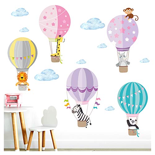 Little Deco Kinderzimmer Mädchen Aufkleber Zoo Tiere im Ballon I 102 x 72 cm (BxH) I Zebra Wandtattoo Heißluftballon Tiere Deko Sticker DL207-32 von Little Deco