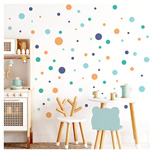 Little Deco Kreise 120 Stück Wandsticker Punkte Kinderzimmer Wandtattoo blau Mint gelb Dots Wandaufkleber bunt Babyzimmer selbstklebend DL902-2 von Little Deco