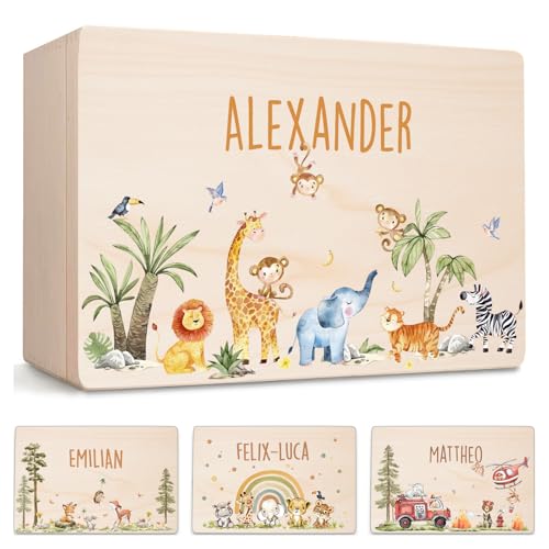 Little Deco Personalisierte Baby-Erinnerungskiste aus Holz | M - 30 x 20 x 13 cm | mit Dschungeltiere Geschenk zur Geburt Taufe Geburtstagsgeschenk für Mädchen & Jungen XHL1016-05M Little Deco Personalisierte Baby-Erinnerungskiste aus Holz | M - 30 x 20 x 13 cm | mit Dschungeltiere Geschenk zur Geburt Taufe Geburtstagsgeschenk für Mädchen & Jungen XHL1016-05M von Little Deco