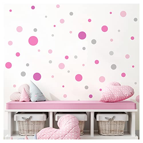 Little Deco Punkte 172 Stück Wandsticker Kreise Set Dots Wandtattoo Kinderzimmer Punktaufkleber Babyzimmer Wandaufkleber pink rosa grau DL981 von Little Deco