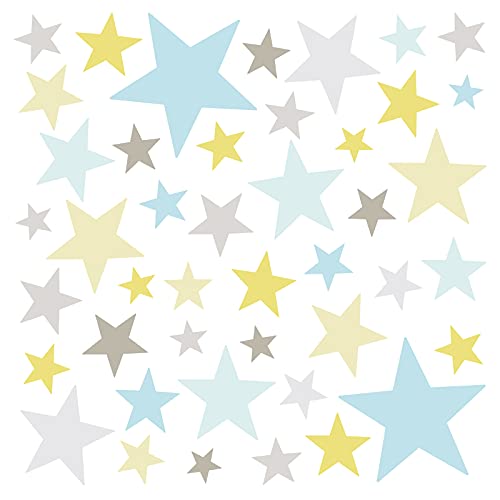 Little Deco Wandaufkleber 60 Sterne Kinderzimmer Junge Mädchen Stars I gelb blau hellgrau I Wandtattoo Schlafzimmer Wandsticker Set bunt selbstklebend DL392 von Little Deco