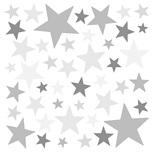 Little Deco Wandaufkleber 60 Sterne Kinderzimmer Junge Mädchen Stars I grau I Wandtattoo Schlafzimmer Wandsticker Set bunt selbstklebend DL394 von Little Deco