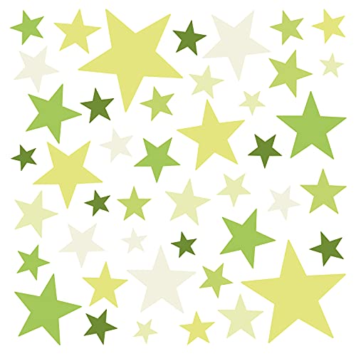 Little Deco Wandaufkleber 60 Sterne Kinderzimmer Junge Mädchen Stars I grün I Wandtattoo Schlafzimmer Wandsticker Set bunt selbstklebend DL393 von Little Deco