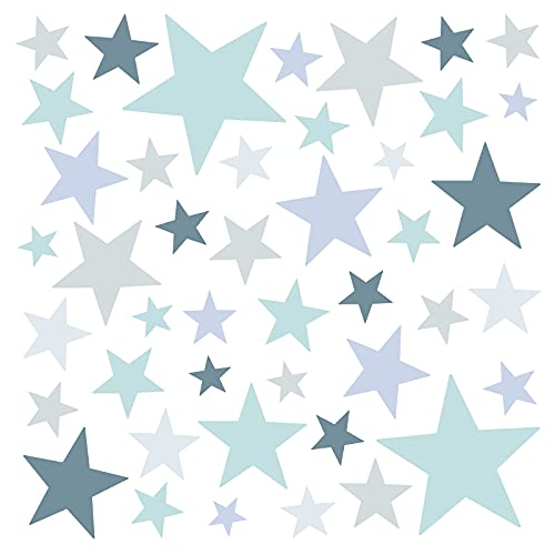 Little Deco Wandaufkleber 60 Sterne Kinderzimmer Junge Stars I Mint blau I Wandtattoo Schlafzimmer Wandsticker Set Wohnzimmer bunt selbstklebend DL395 von Little Deco