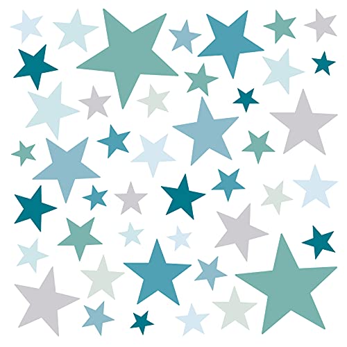 Little Deco Wandaufkleber 60 Sterne Kinderzimmer Junge Stars I Mint grau I Wandtattoo Schlafzimmer Wandsticker Set Wohnzimmer bunt selbstklebend DL391 von Little Deco