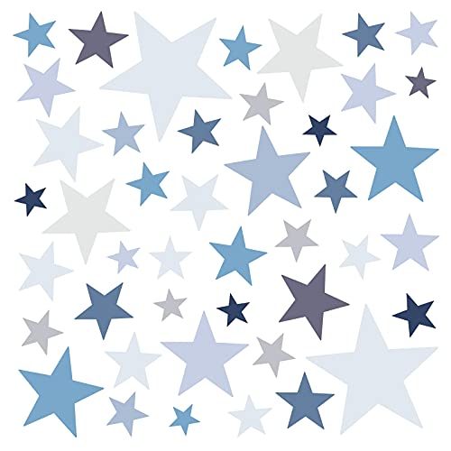 Little Deco Wandaufkleber 60 Sterne Kinderzimmer Junge Stars I blau grau I Wandtattoo Schlafzimmer Wandsticker Set Wohnzimmer bunt selbstklebend DL396 von Little Deco