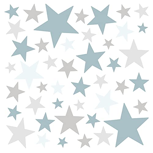 Little Deco Wandaufkleber 60 Sterne Kinderzimmer Junge Stars I blau hellgrau I Wandtattoo Schlafzimmer Wandsticker Set bunt selbstklebend DL403 von Little Deco