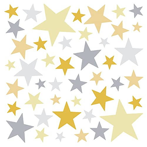 Little Deco Wandaufkleber 60 Sterne Kinderzimmer Mädchen Junge Stars I gelb grau I Wandtattoo Schlafzimmer Wandsticker Set Wohnzimmer bunt selbstklebend DL397 von Little Deco