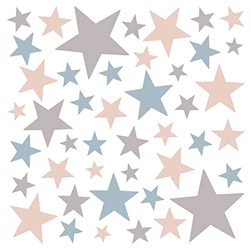 Little Deco Wandaufkleber 60 Sterne Kinderzimmer Mädchen Junge Stars I rosa blau grau I Wandtattoo Schlafzimmer Wandsticker Set bunt selbstklebend DL408 von Little Deco